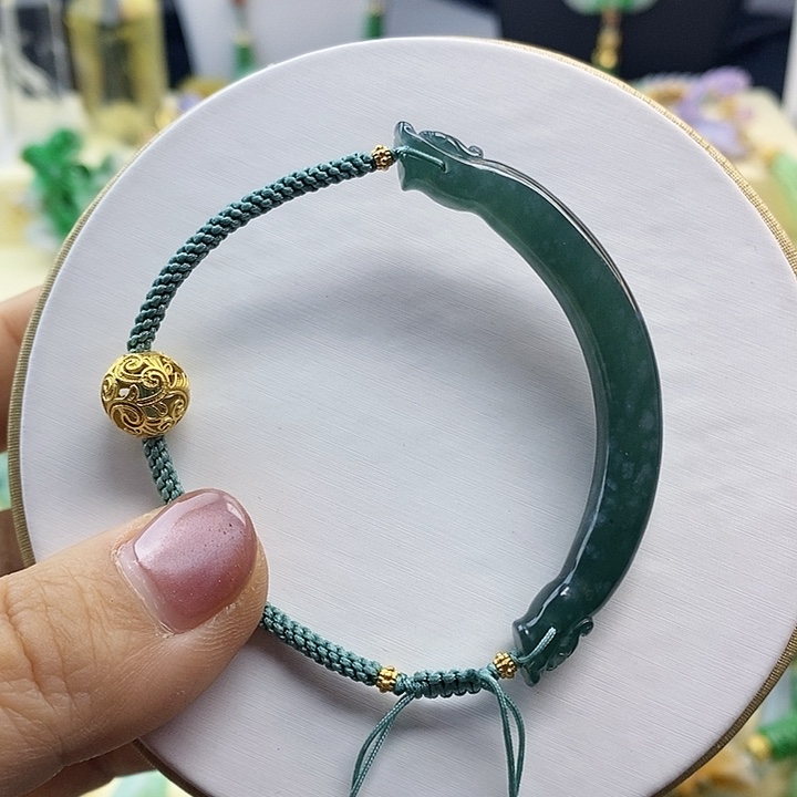 翡翠手链未镶嵌蓝水弯弯半镯手串