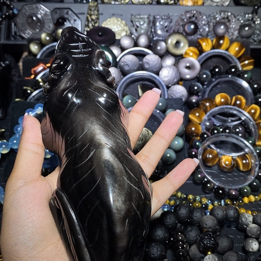 明***点黑曜岩未镶嵌手链