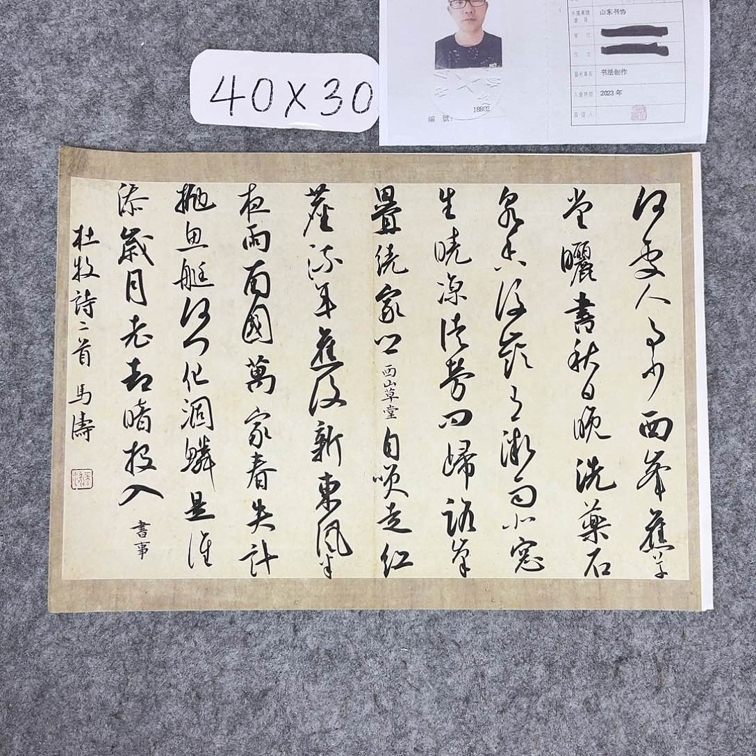 书法中书马涛40×30卡纸