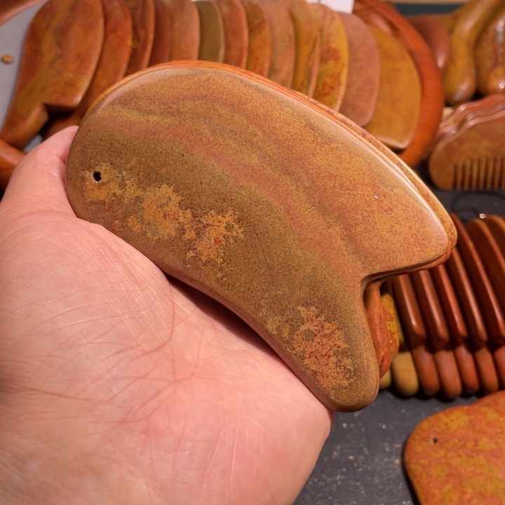 红砭石精品款薄边刮痧板