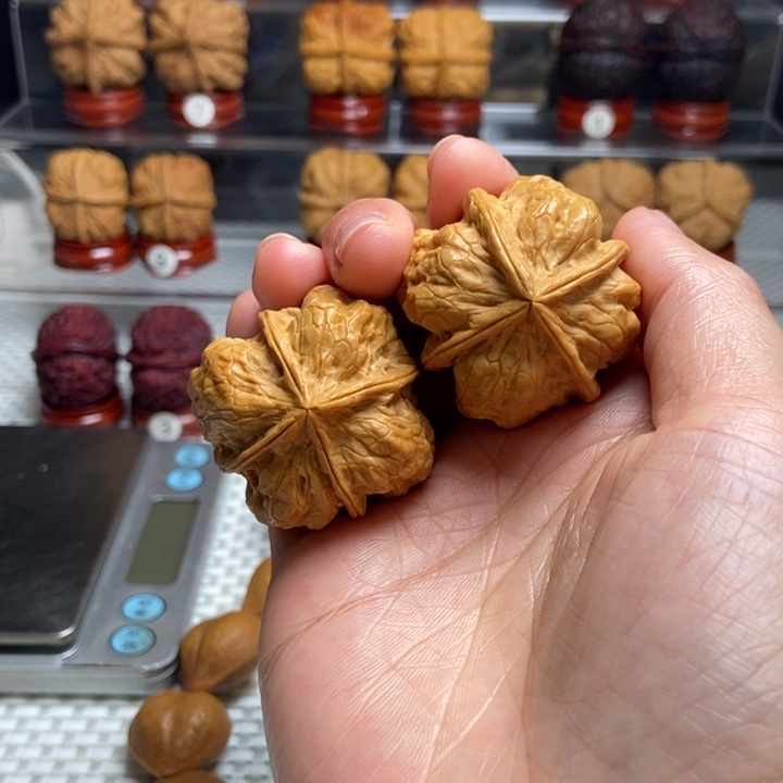 文玩核桃把件14金尊四棱