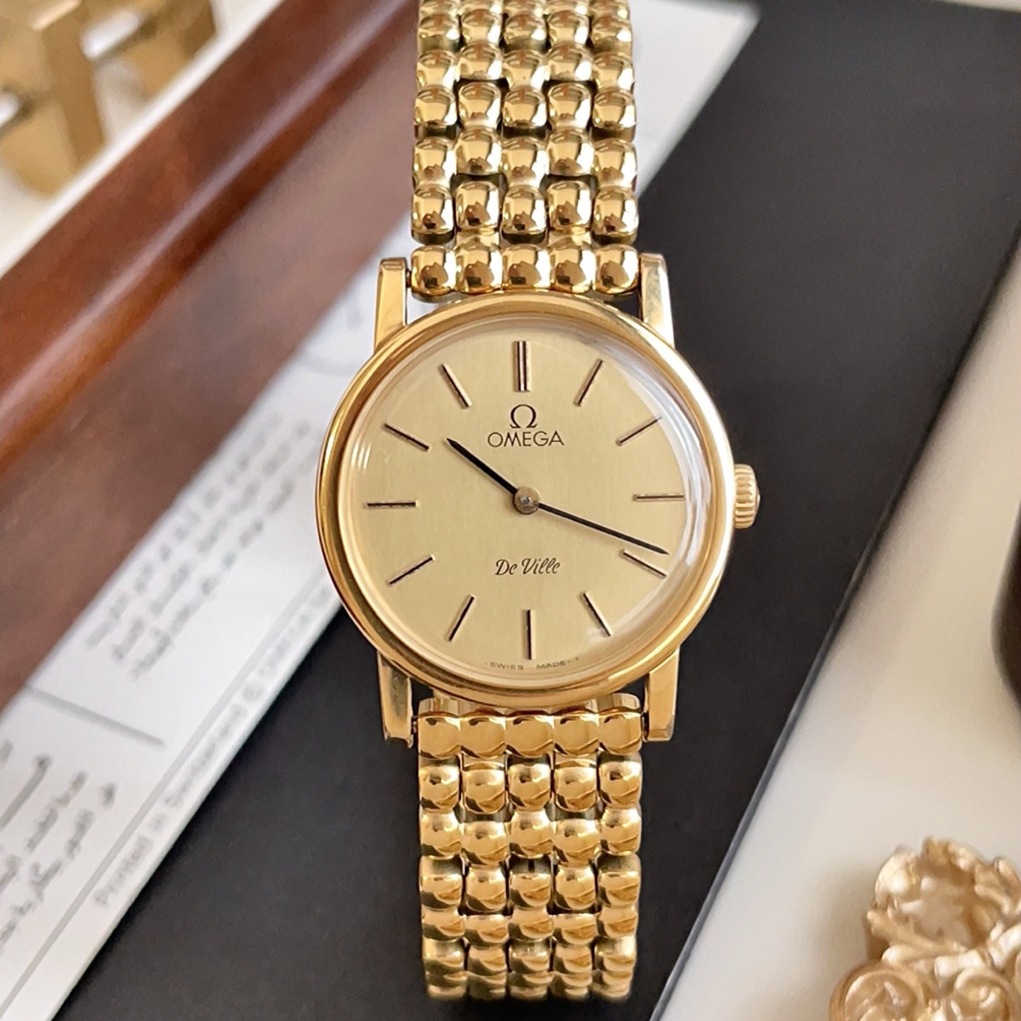 95新 Omega/欧米茄 法式蝶飞·25mm浓郁金冰糖·手动机械腕表