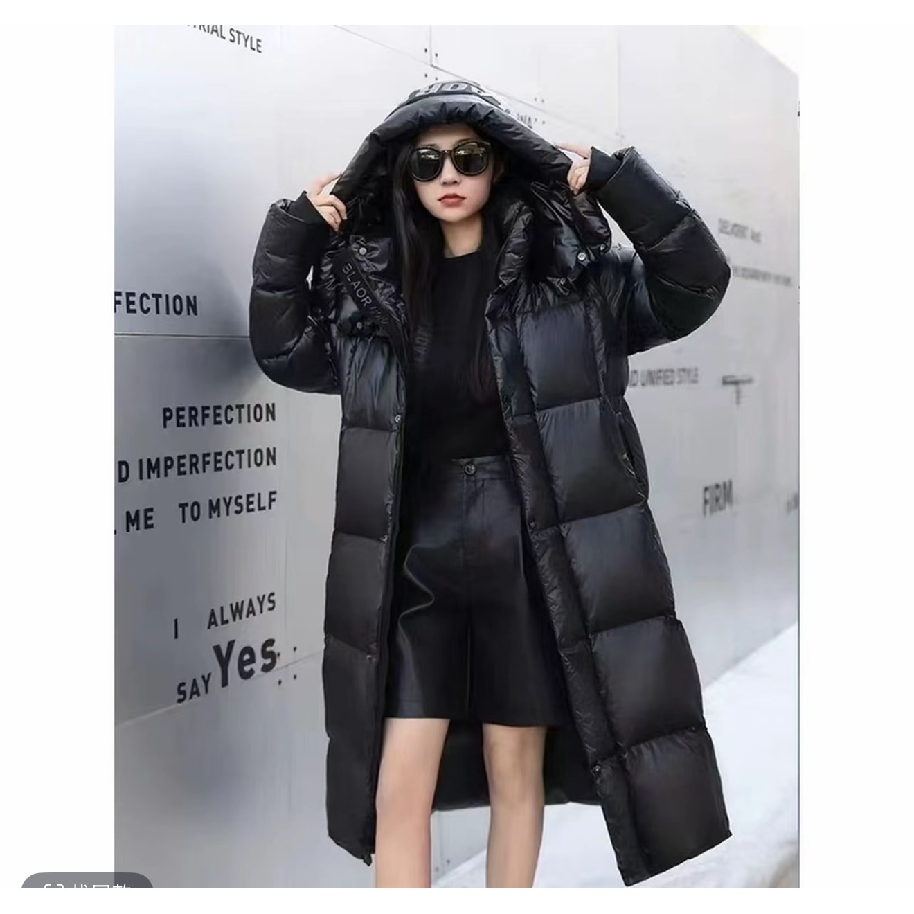 【坦姐严选 实体品质】新款中长款黑色羽绒服9669