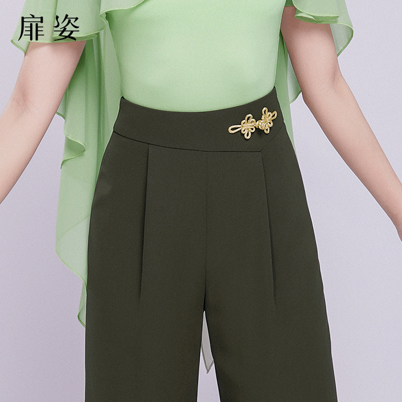 扉姿 摩登舞裤女士夏季薄款舞蹈长裤专业交谊舞国风跳舞裤子F2141
