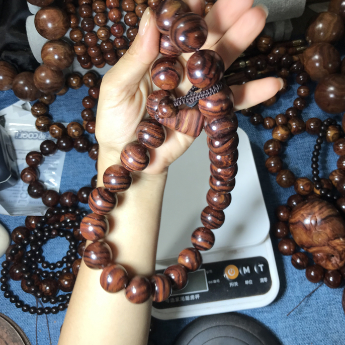 油梨虎皮纹圆珠手持男士成品手串