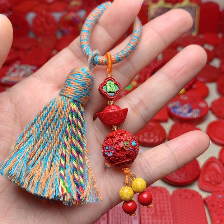 天然辰砂工艺品朱砂钥匙扣包包挂