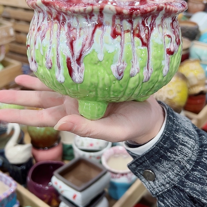 有孔.凑满10元发货多肉陶瓷花盆！