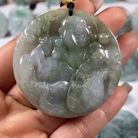 翡翠颈饰未镶嵌逍遥佛福利