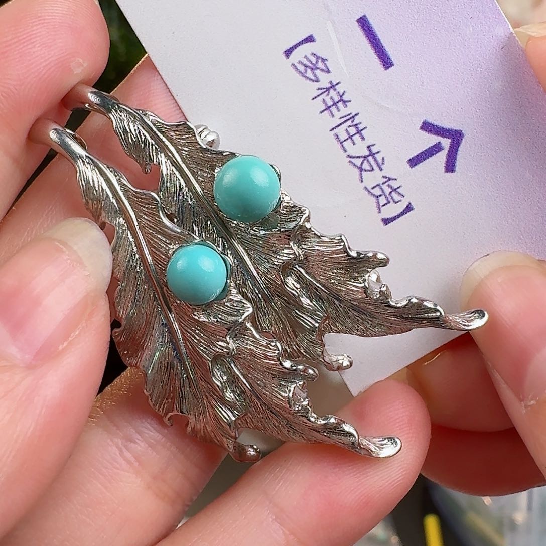 绿松石珠宝奇石银S925镶嵌