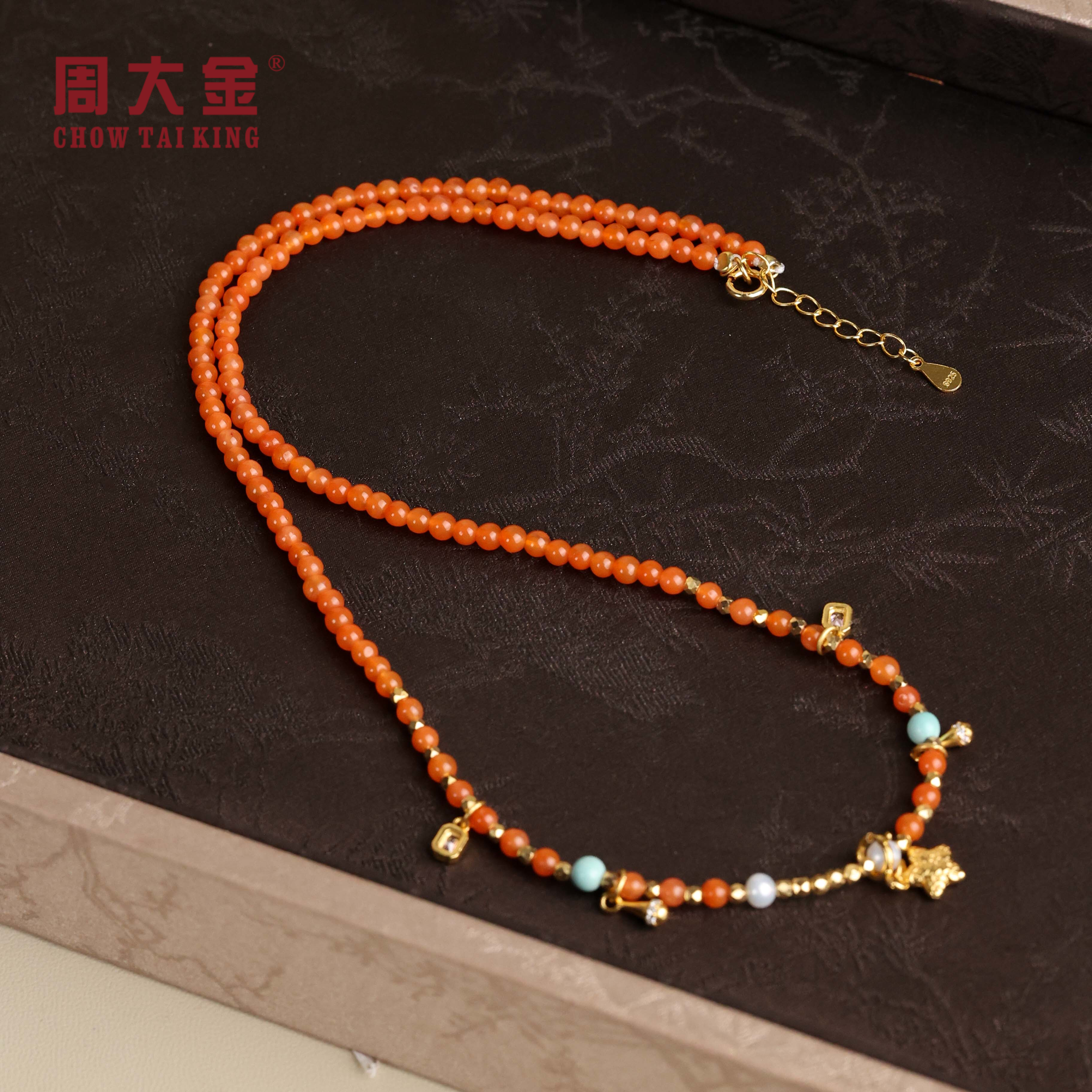 【周大金玉石】S925银南红项链-X3118-鹤