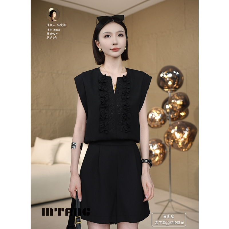 【极简法则】MTANG蜜糖新款重工万针刺绣洋气时尚两件套套装354