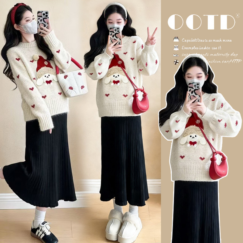 【晴晴】孕妇毛衣冬季2026新款时尚气质减龄圣诞元旦针织上衣孕妇装