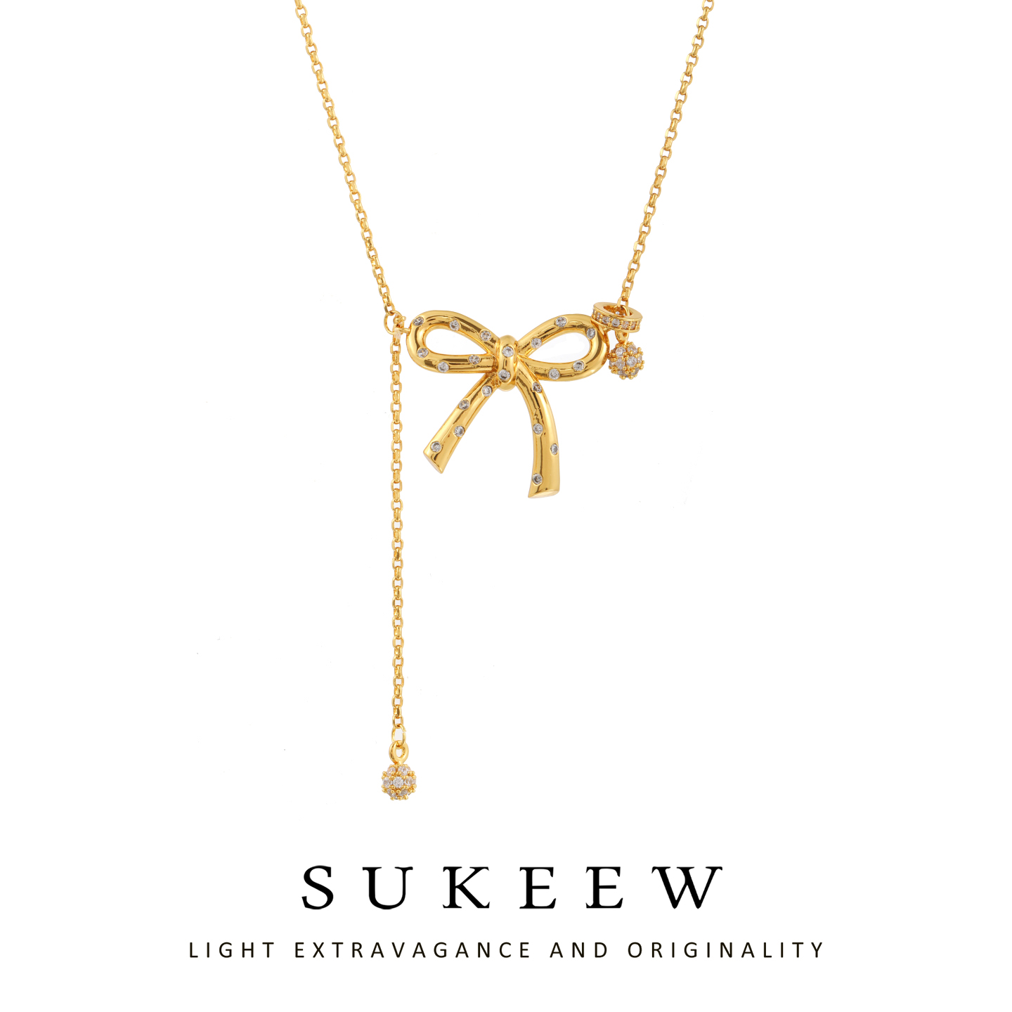 SUKEEW/酥可 镀k金【金翎蝶语】百搭蝴蝶结精致项链272108