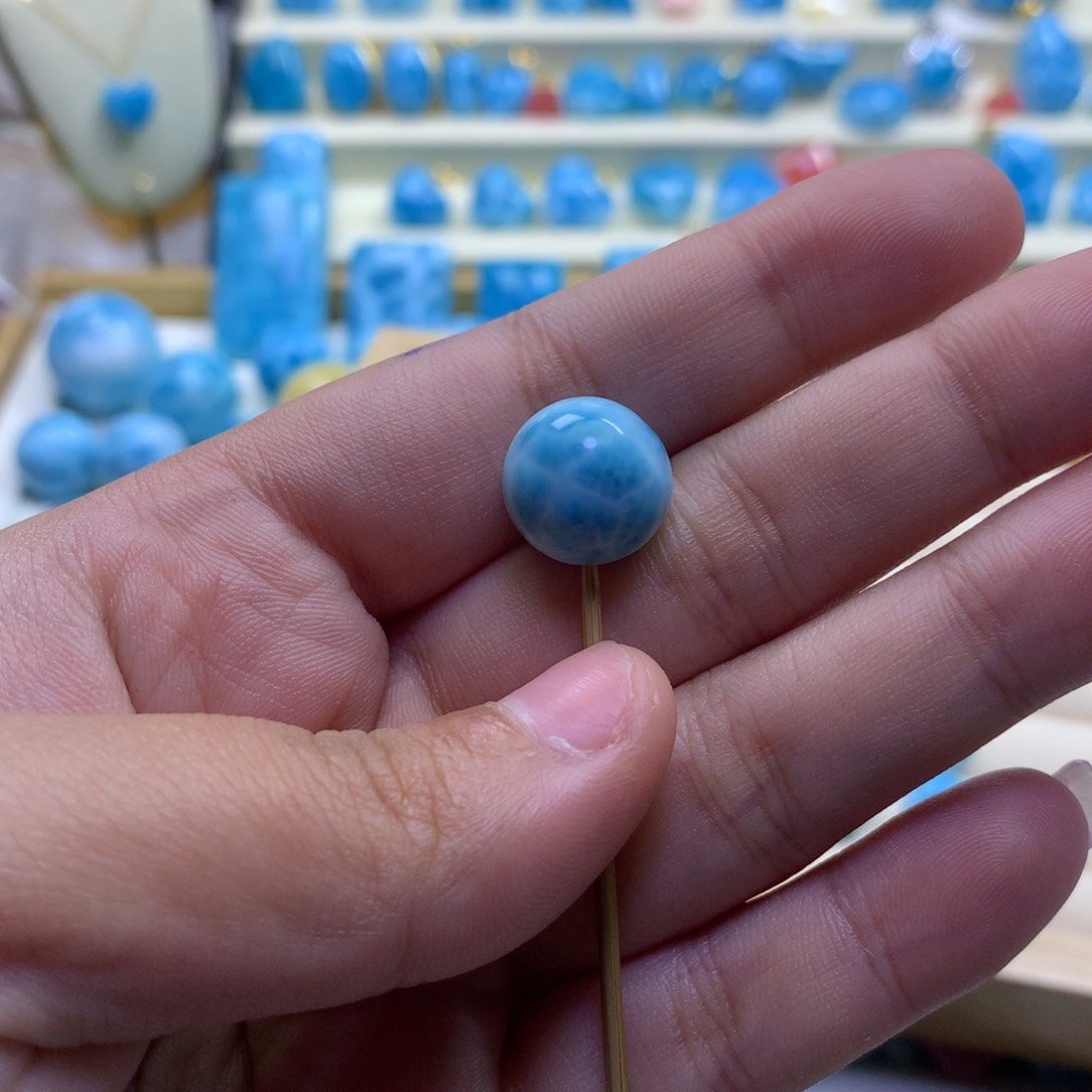 针钠钙石（海纹石）珠宝半成品未镶嵌圆***亮
