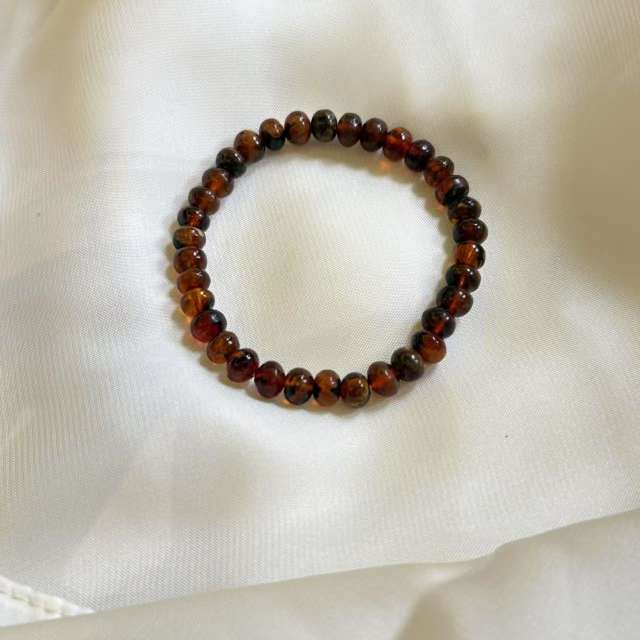 LZ3938-1 7mm天然蜜蜡金花蜡单圈手串