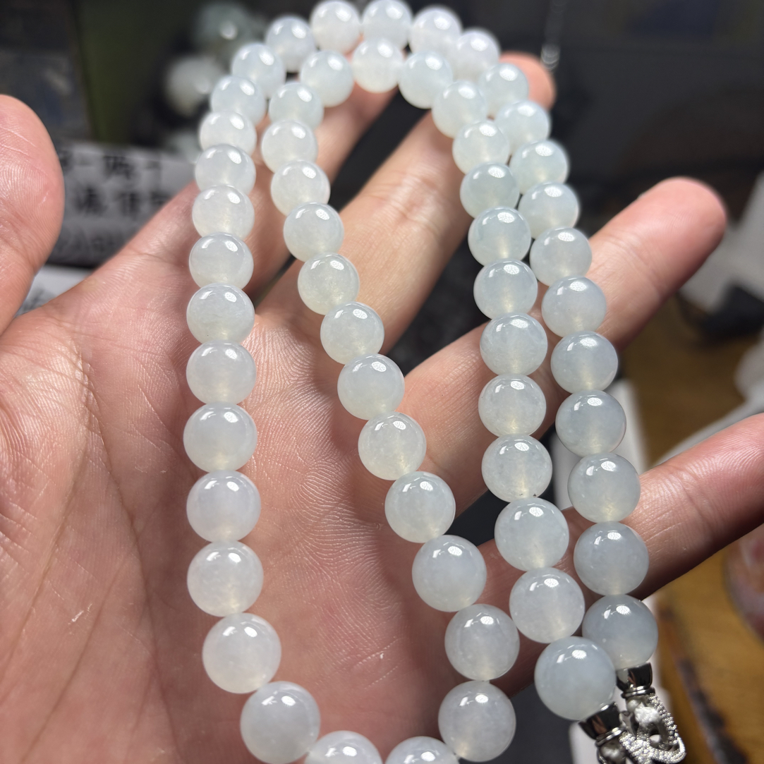 缅甸天然翡翠a货卡糯冰胶卡10*57颗