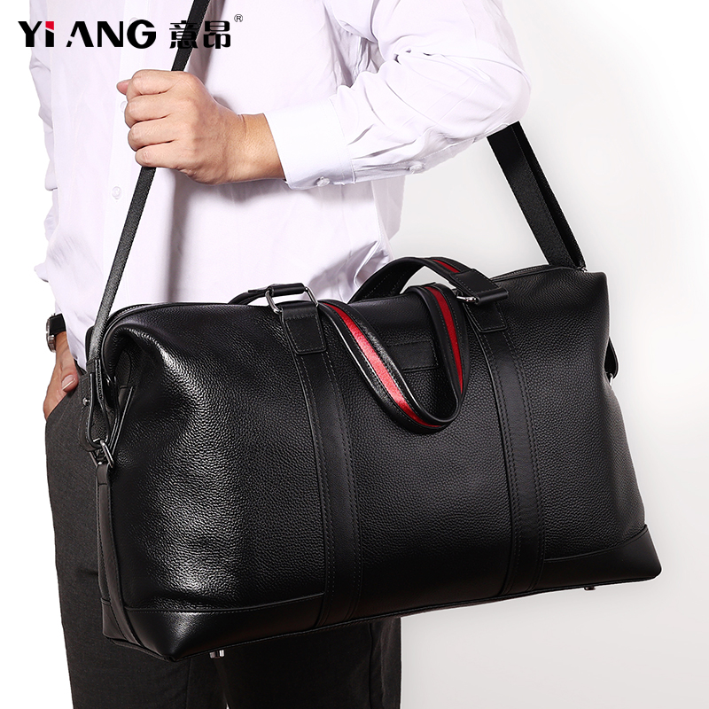 大容量真牛皮男旅行包多功能斜挎包斜背包时尚潮流外出轻便手提包