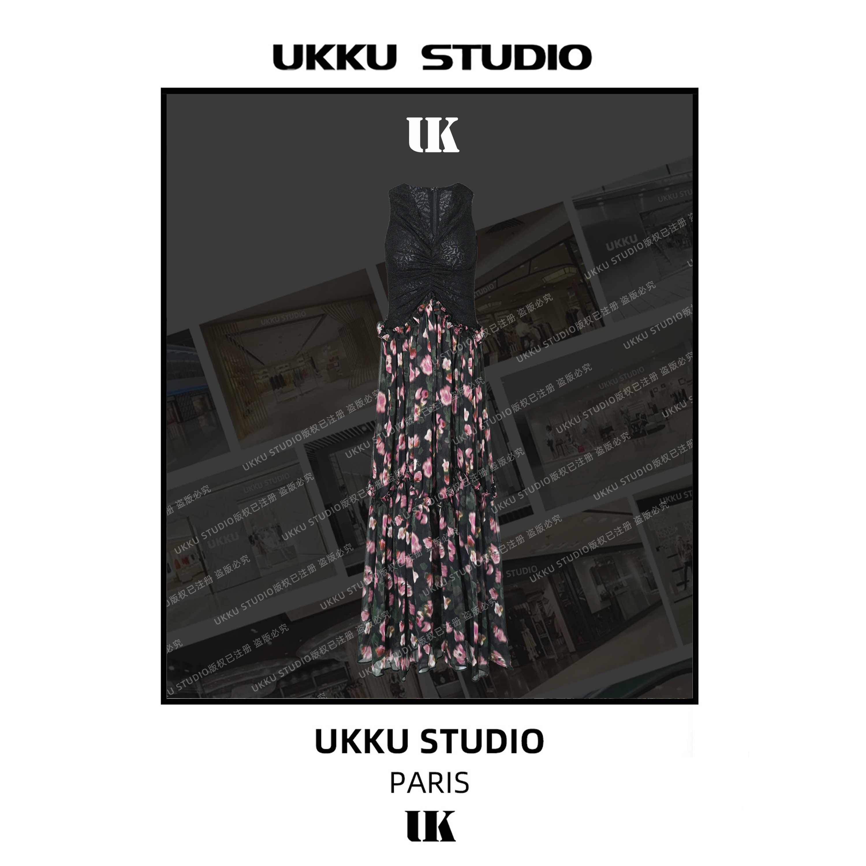 文文【UKKU STUDIO】新款时尚腰吊带连衣裙213976