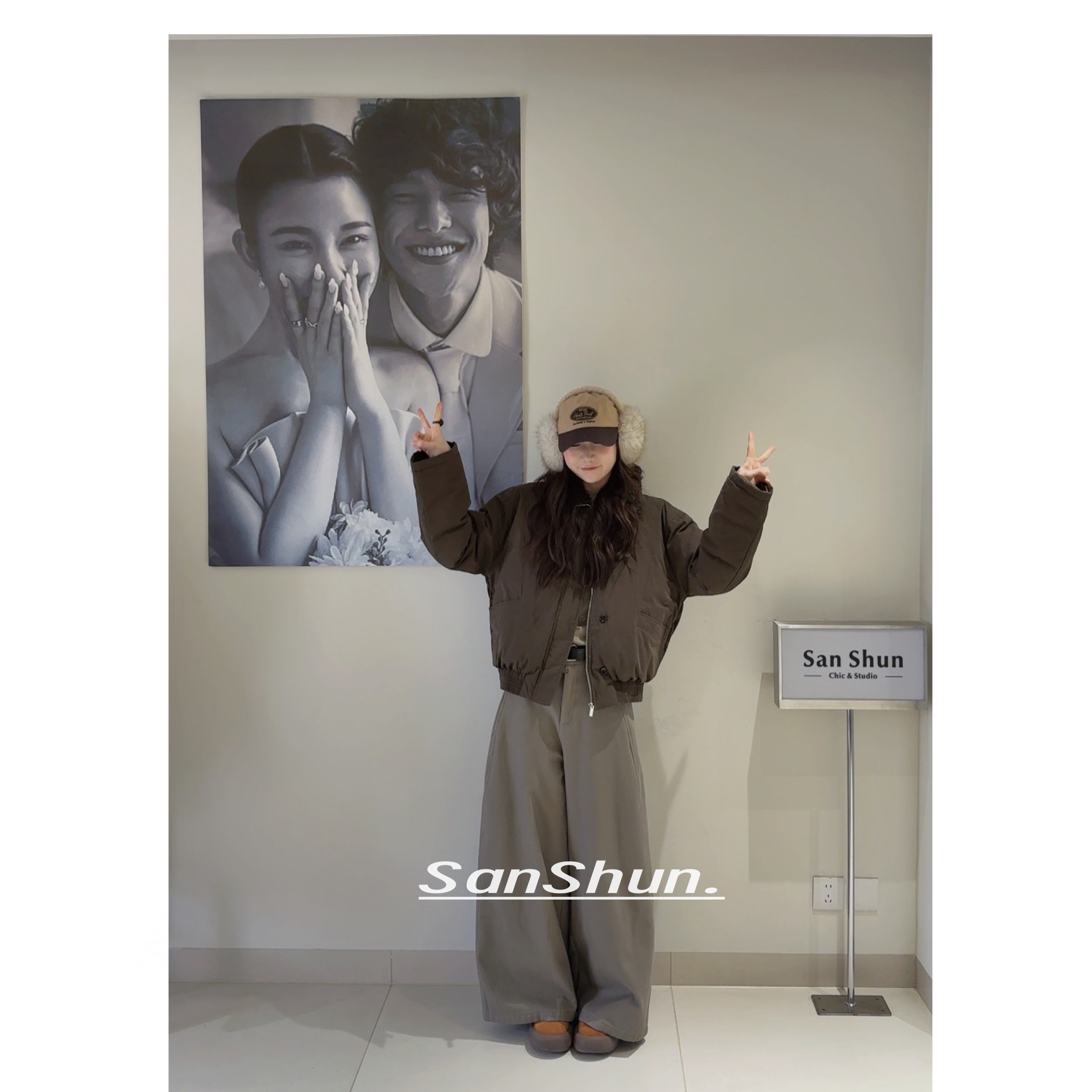 Sanshun-(芝加哥日记）-冬新款立领卷毛派克服加厚羽绒服时尚短款