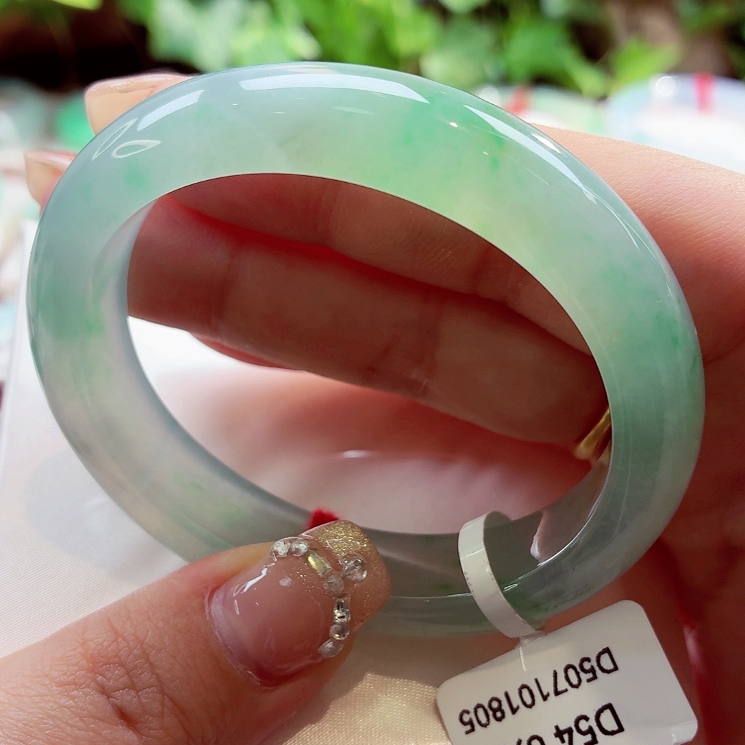 翡翠未镶嵌手镯冰甜绿88