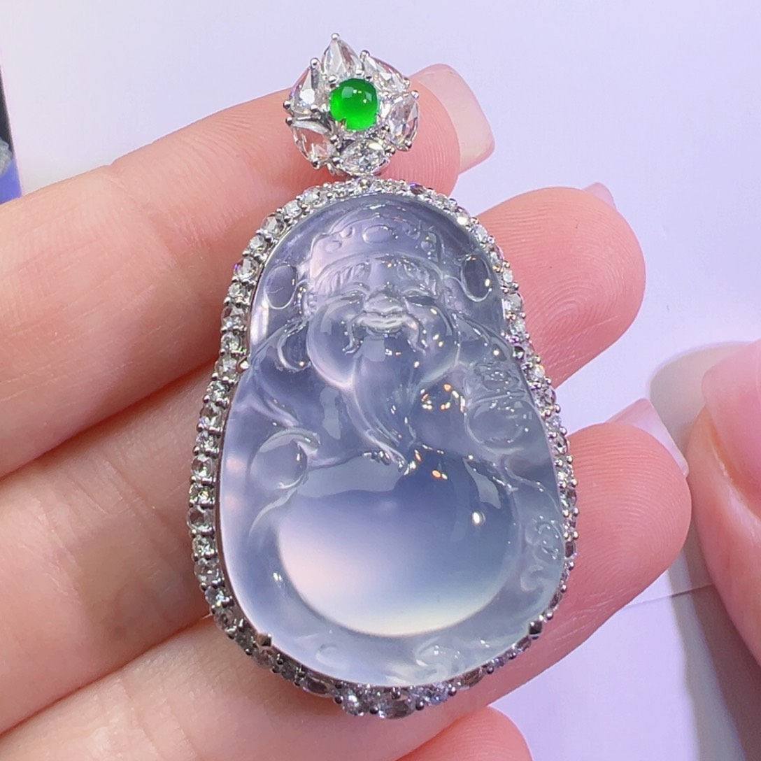 翡翠18K金镶嵌吊坠(不含链)吊坠