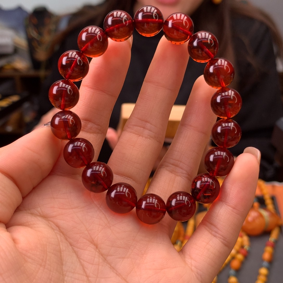 血珀手串未镶嵌天然