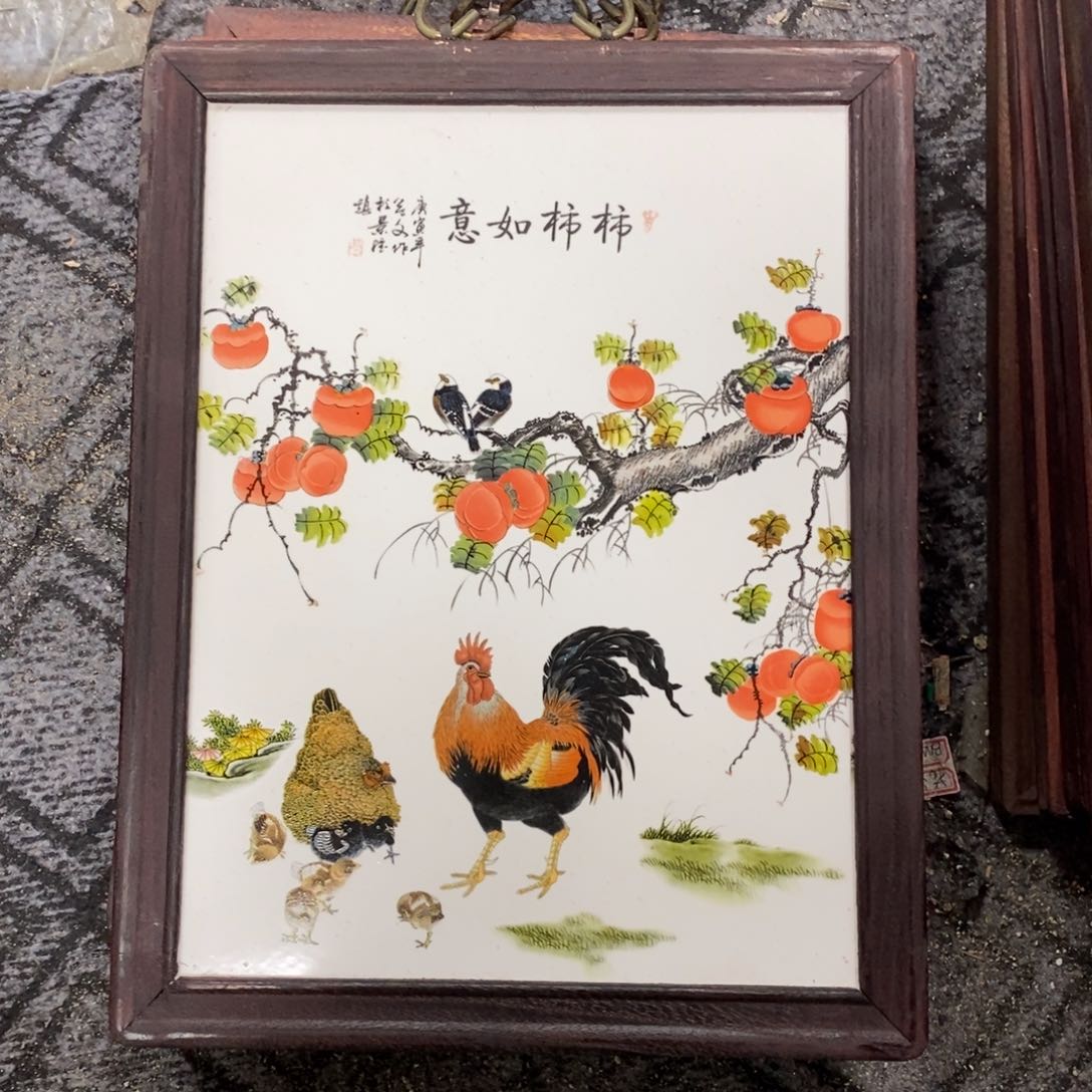 瓷片37*28 景德镇瓷板画柴窑烧制