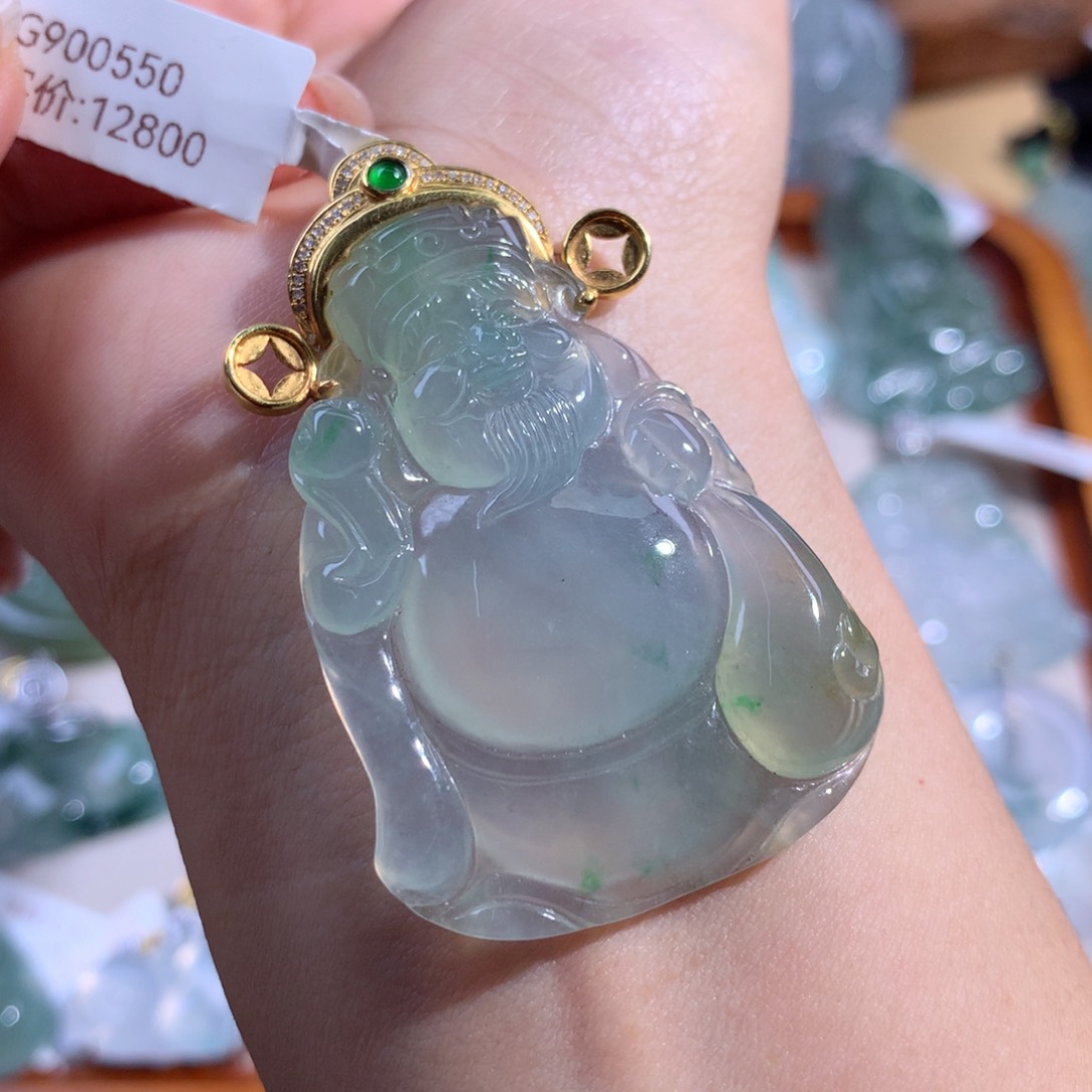 翡翠颈饰18K金镶嵌大财财