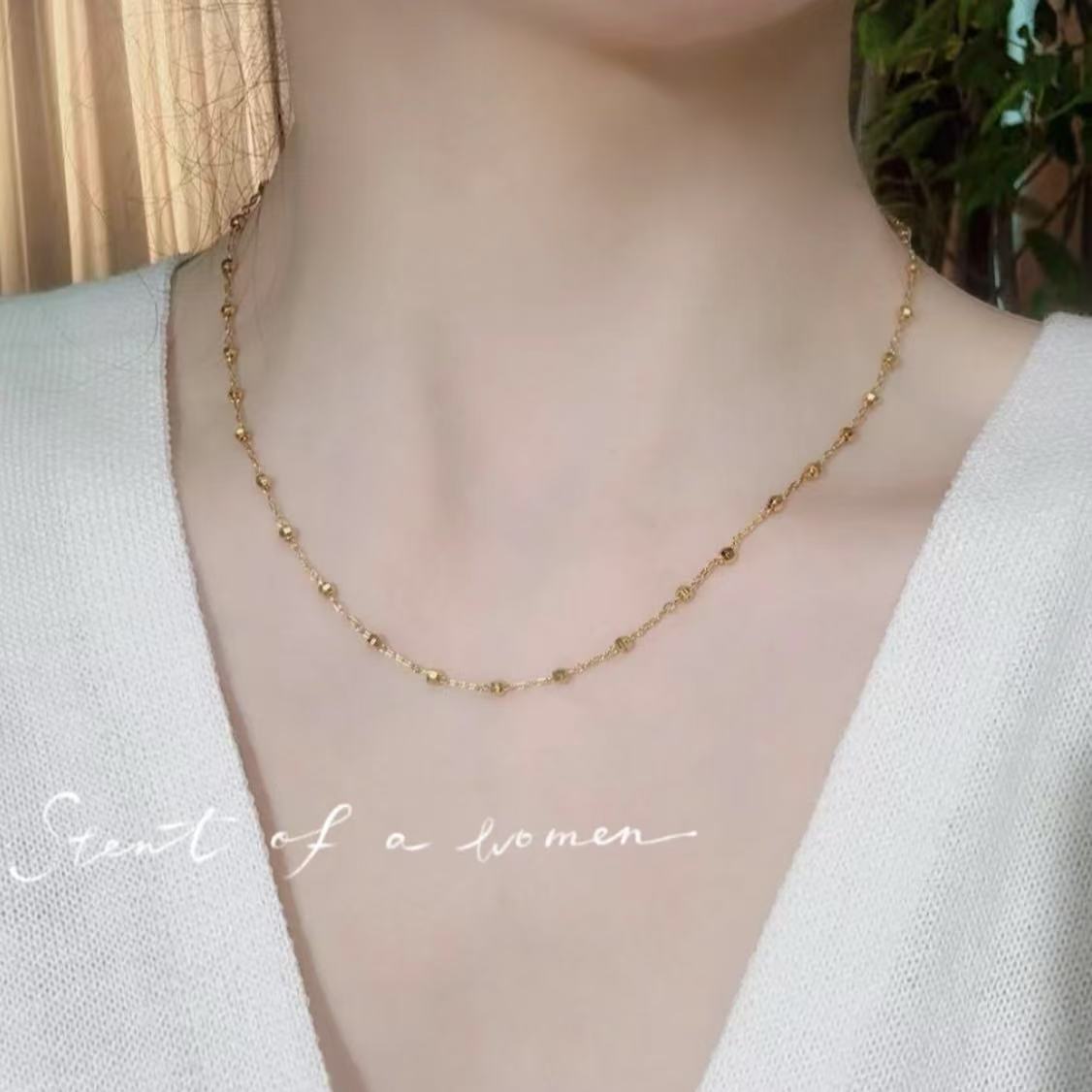 高定精工 爆闪气质蹦迪珠珠百搭项链