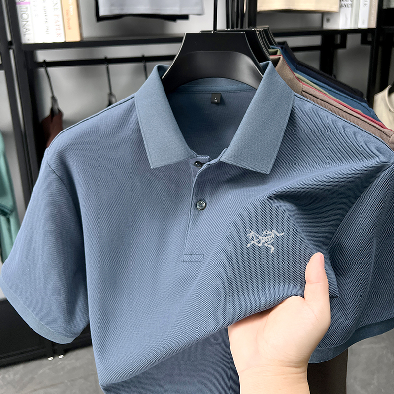 【1折专区】鸟家同款短袖t恤男刺绣纯棉polo衫中青年翻领半袖上衣