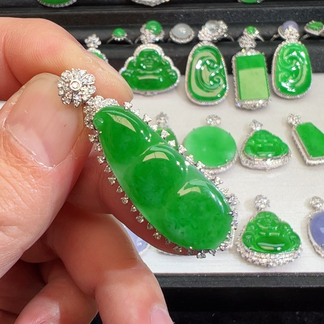 翡翠吊坠(不含链)18K金镶嵌晨**S