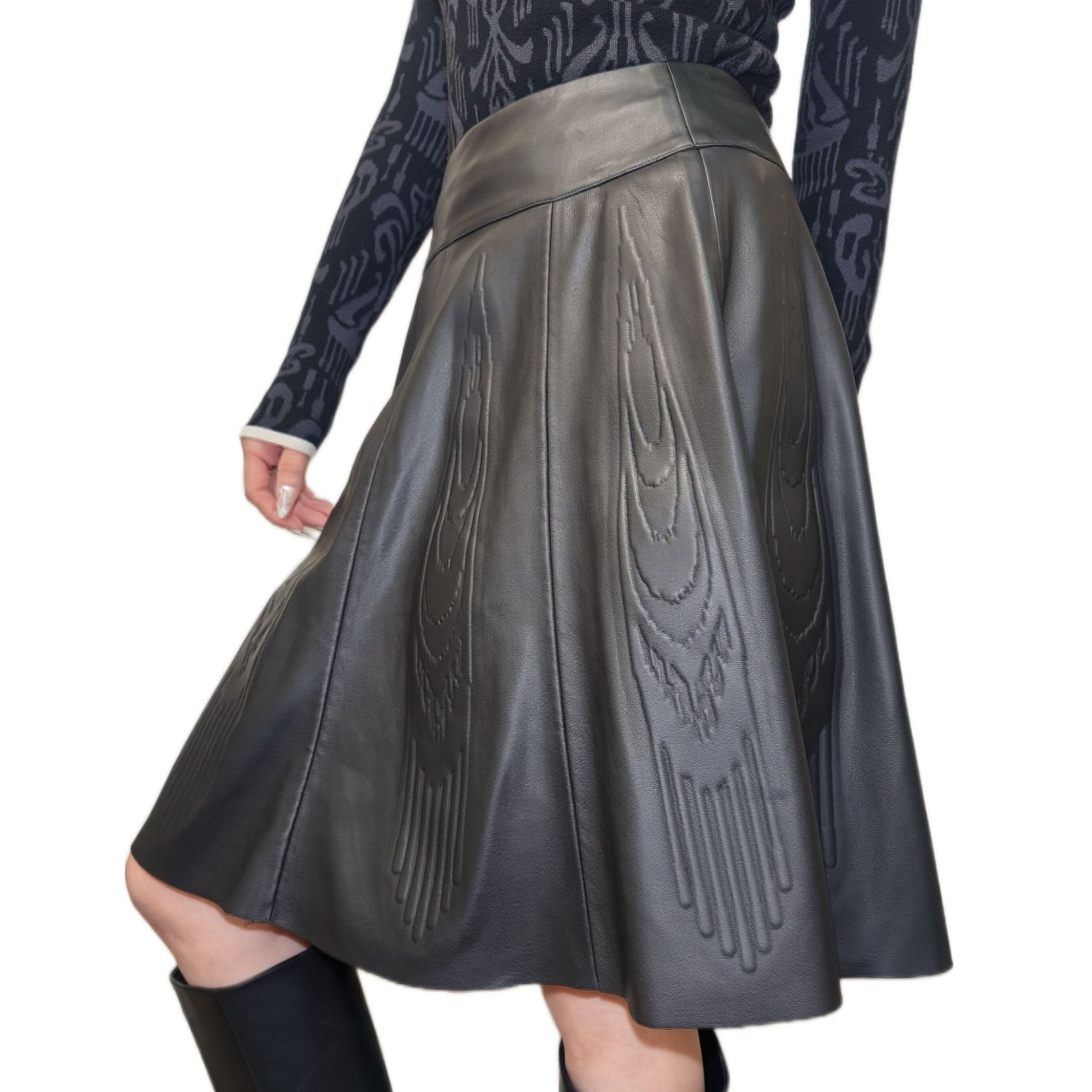 KAKKUKLAR25年艾德莱斯《墨雀》维吾尔族半身皮裙时尚女士百搭气质