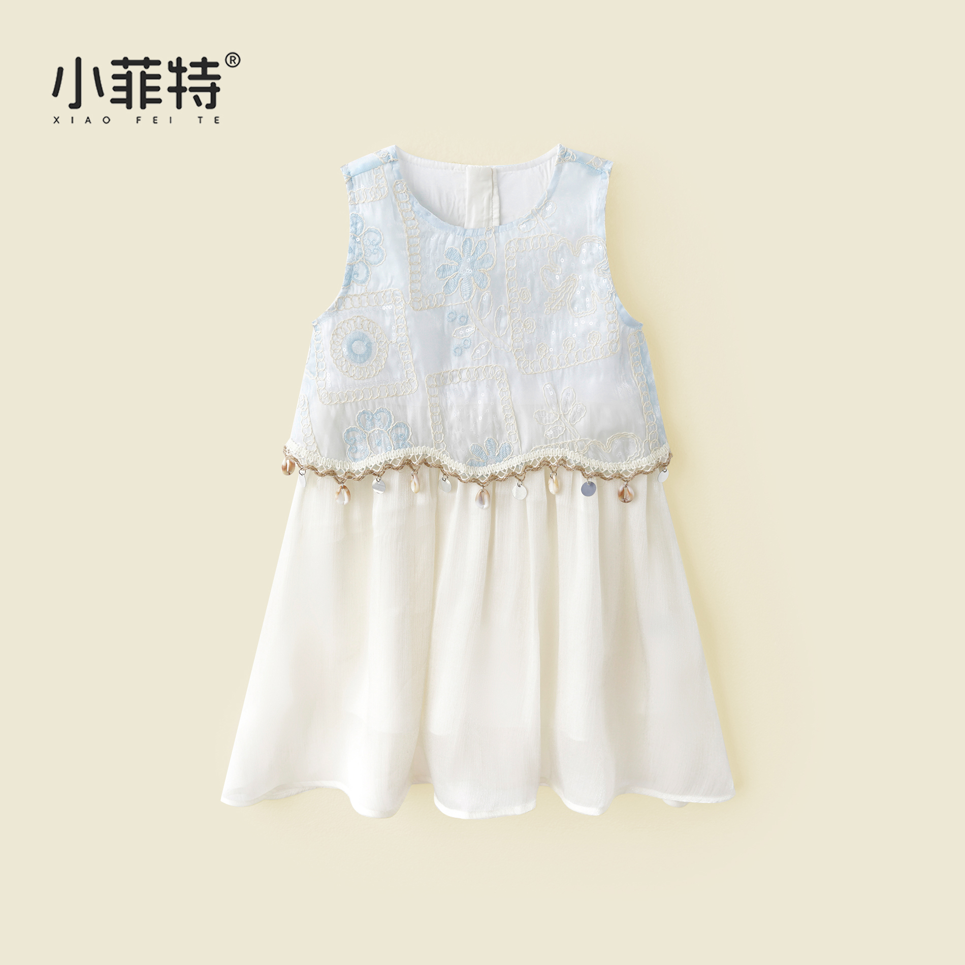 小菲特夏季新款女童花边无袖连衣裙韩版小女孩公主裙子YNQX52233