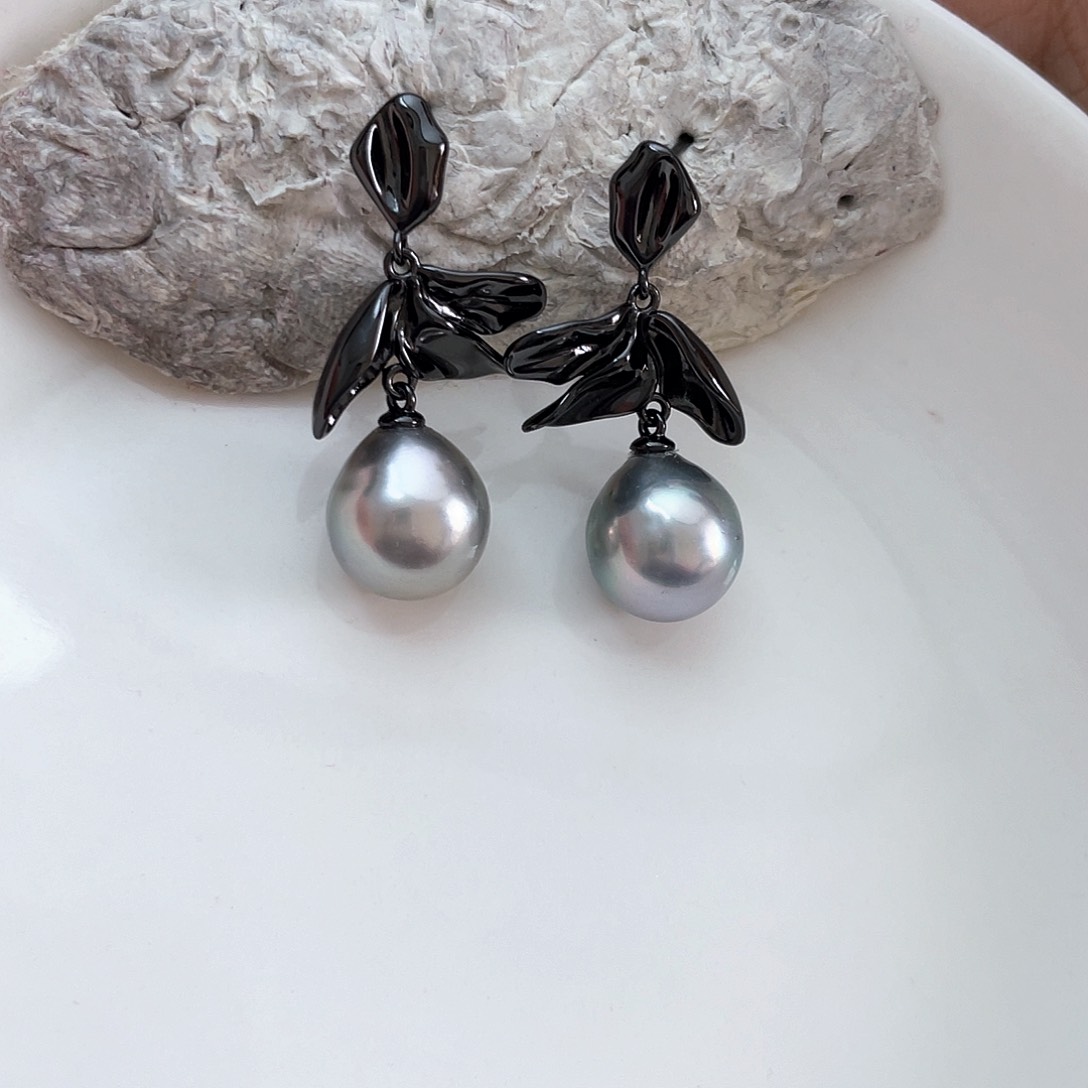 海水珍珠耳饰银S925镶嵌