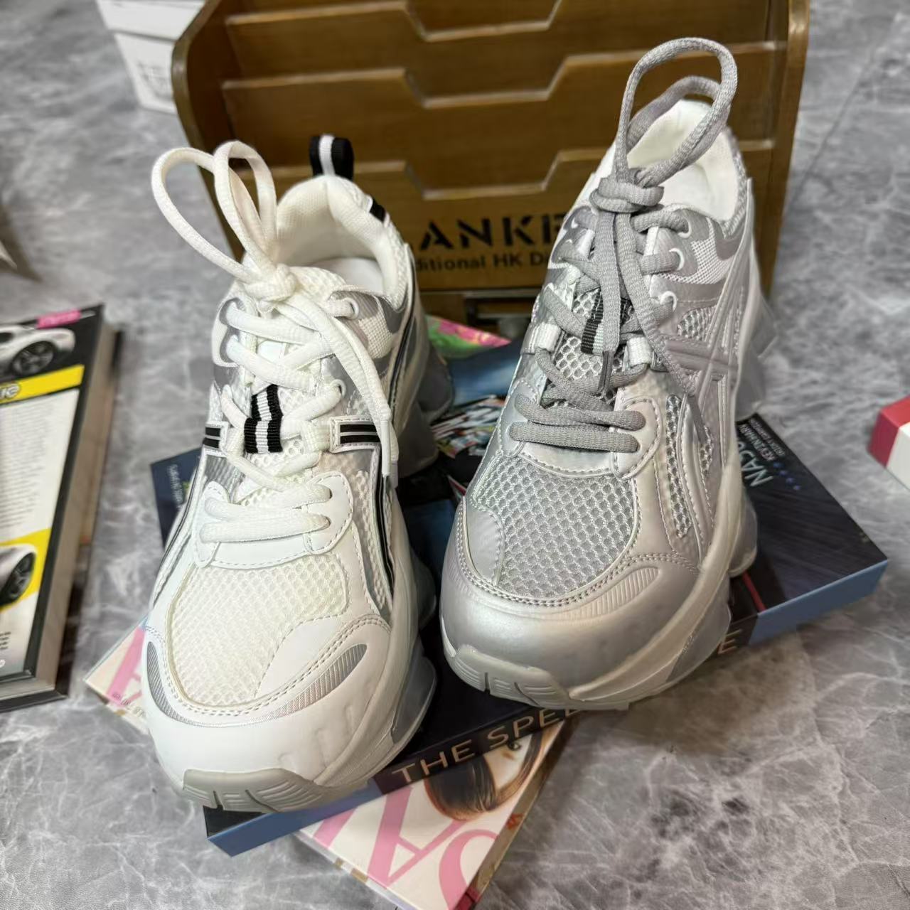 2025新款时尚百搭厚底不累脚增高运动鞋网面休闲老爹鞋201-98