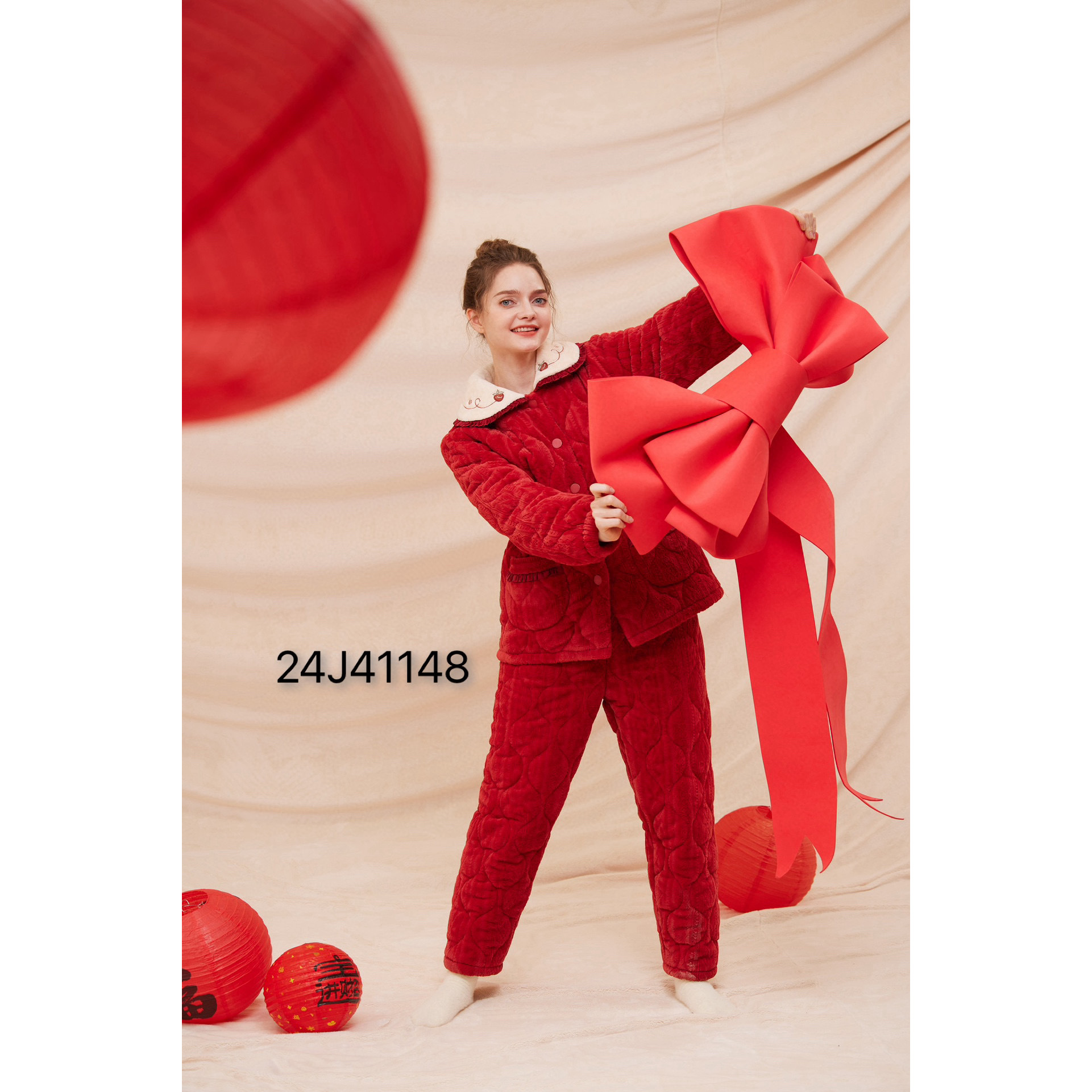 24J41148#佰伦熊澳毛绒夹棉女套