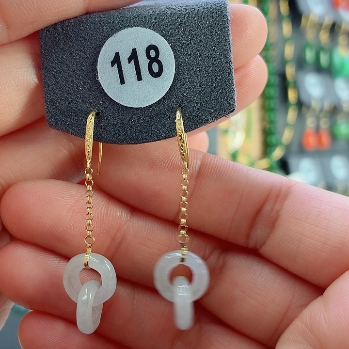 翡翠18K金镶嵌耳饰耳饰