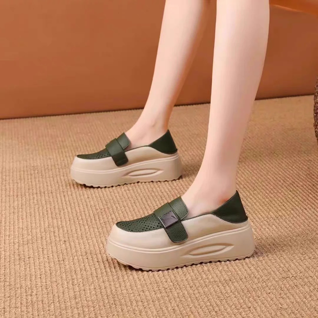 50526新款厚底百搭真皮镂空休闲鞋