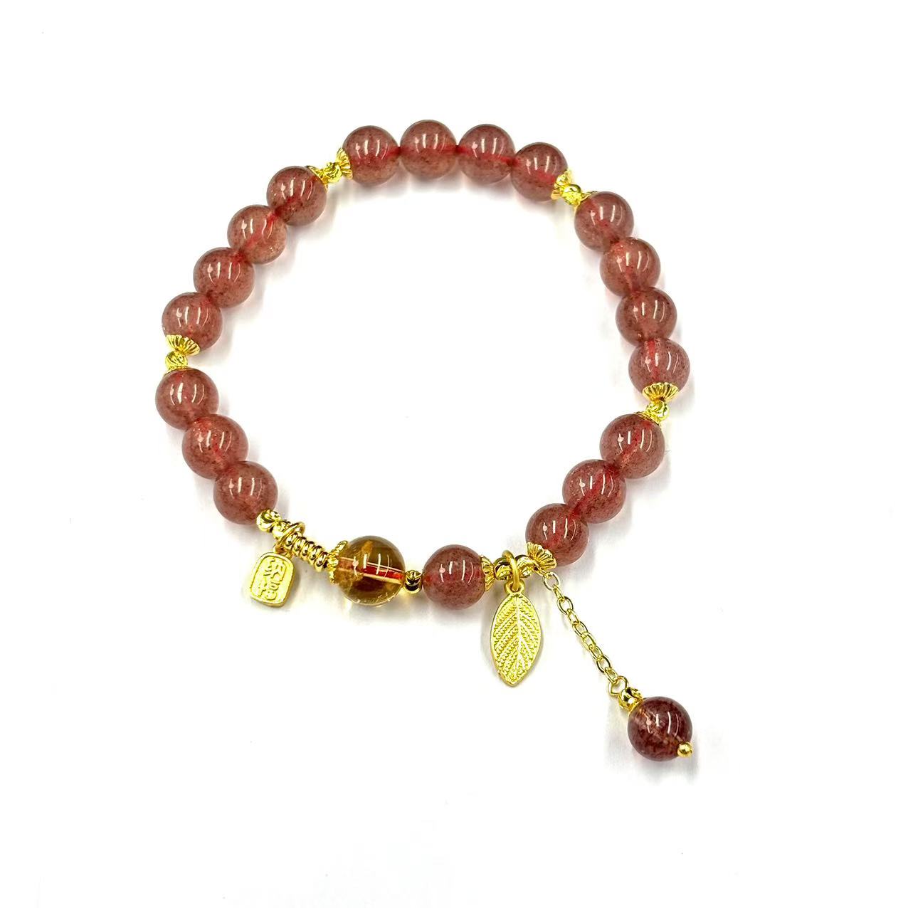 s1211-国风设计款叶子流苏圆珠手串-赠礼盒