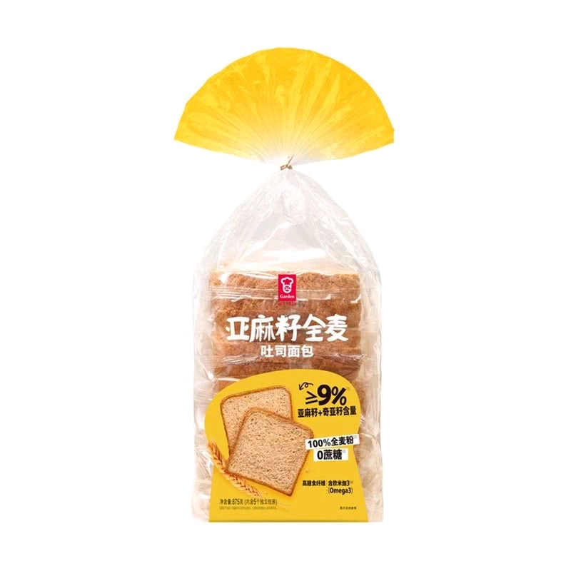 嘉顿 亚麻籽全麦吐司面包875g(内含5个独立包装)