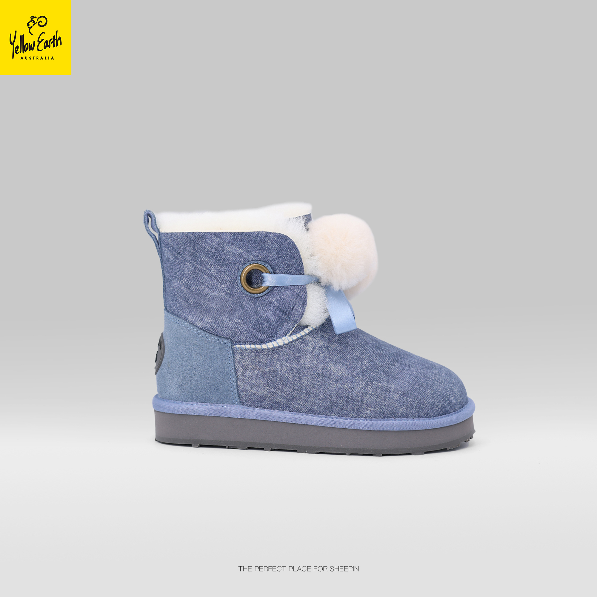 YELLOW EARTH冬季新款可爱毛球短筒皮毛一体雪地靴L10C