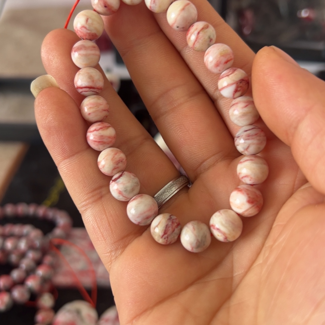 天然辰砂原石手串