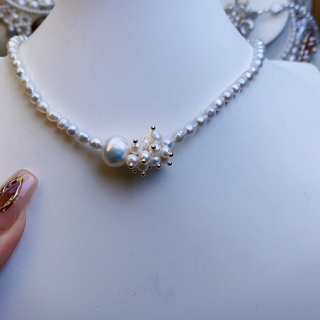 淡水珍珠颈饰银S925镶嵌