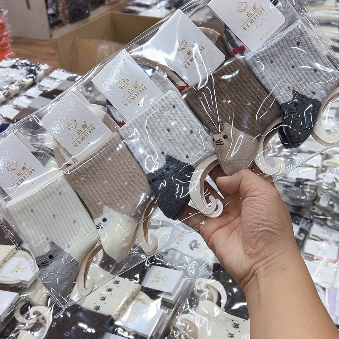 长绒棉龙猫袜子一包10双