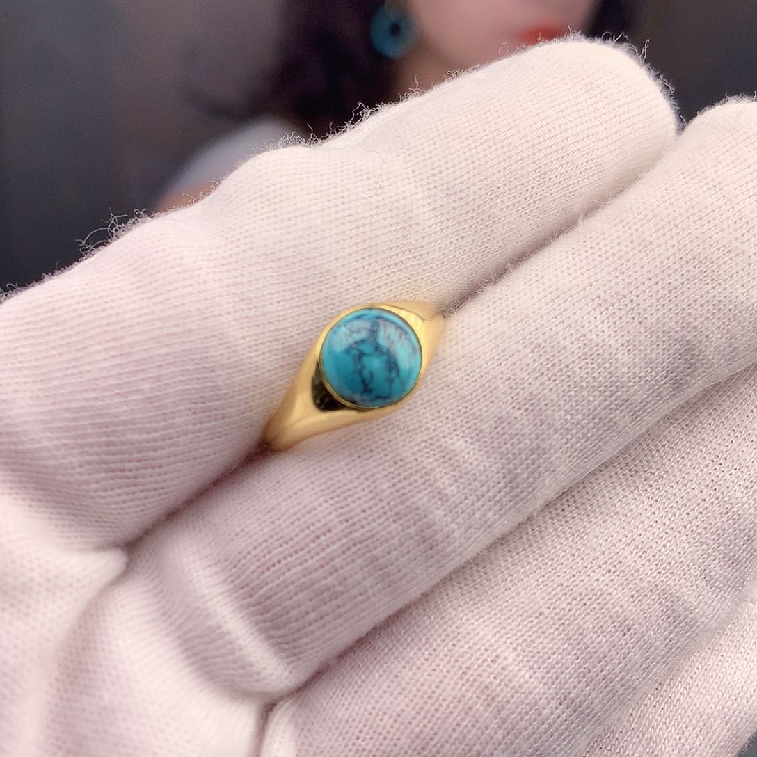 绿松石戒指银S925镶嵌