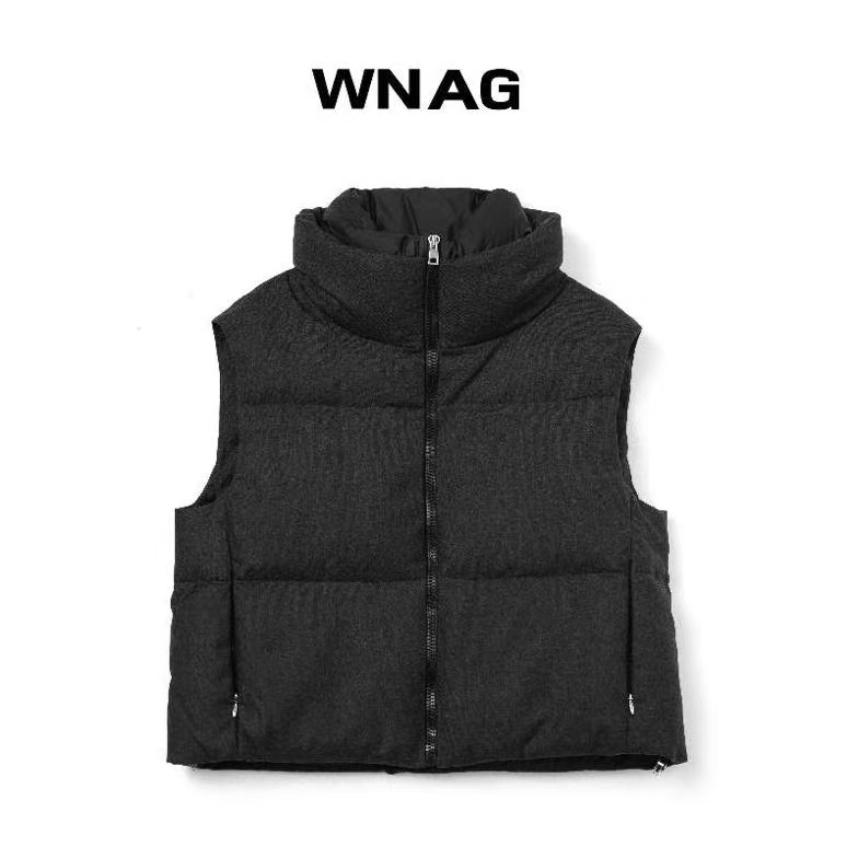 WNAG【黑鸦】女装秋冬立领无帽马甲立领常规纯色休闲外套保暖透气