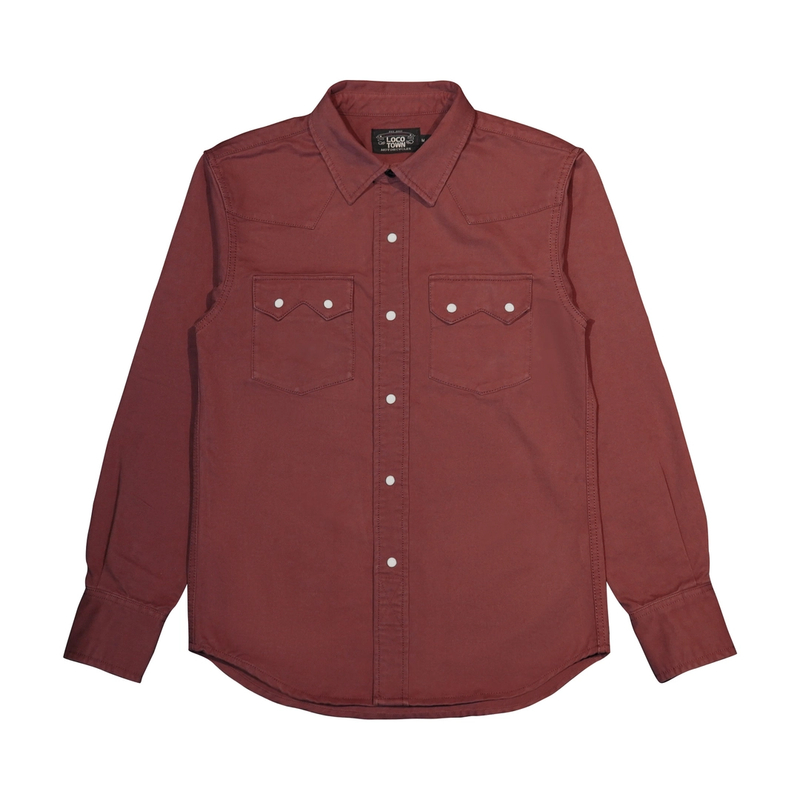 美复古RRL风西部牛仔按扣衬衫衬衣男式长袖翻领秋冬故宫红色经典