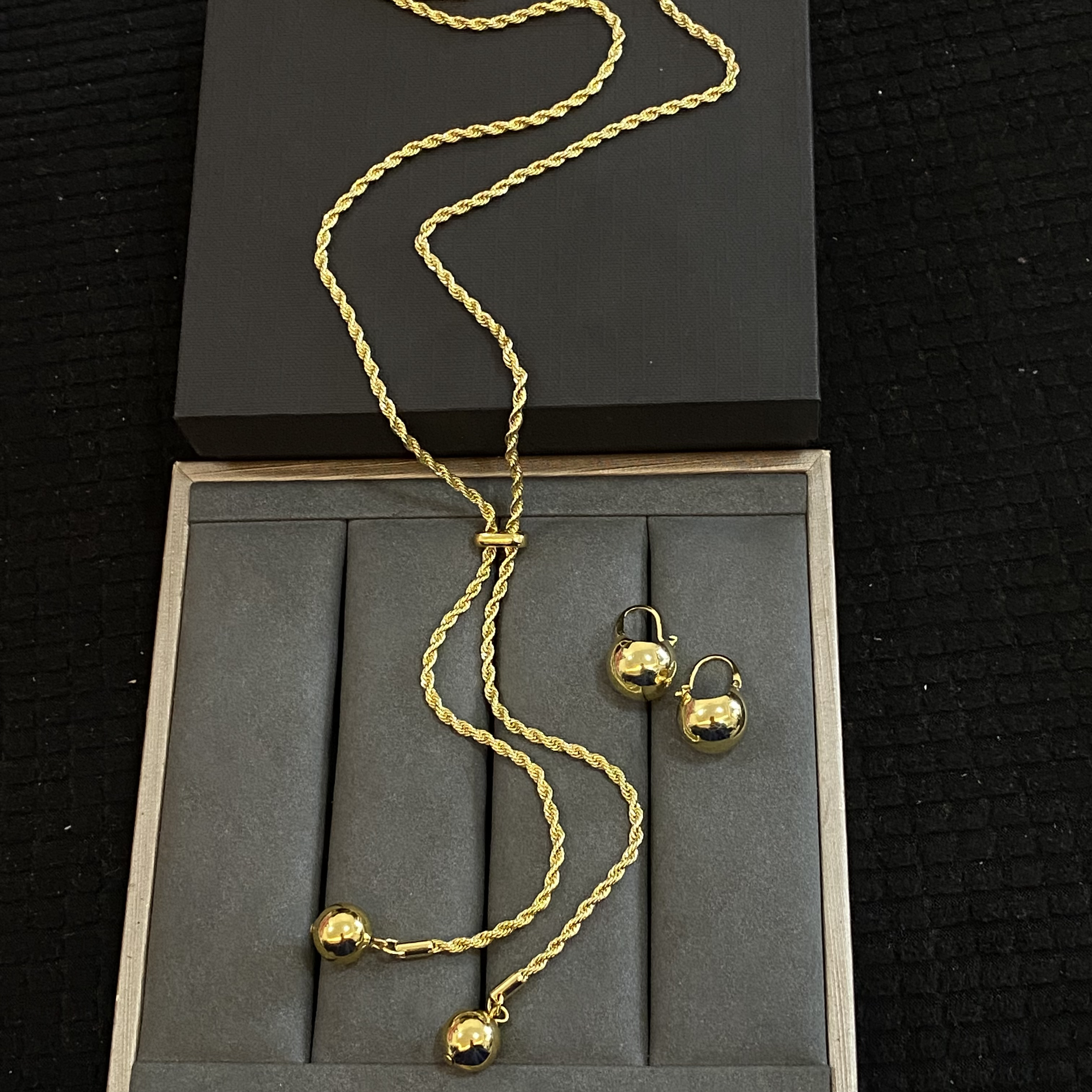 钛钢耳饰 iLaruN新款绿金色抽拉项链耳扣