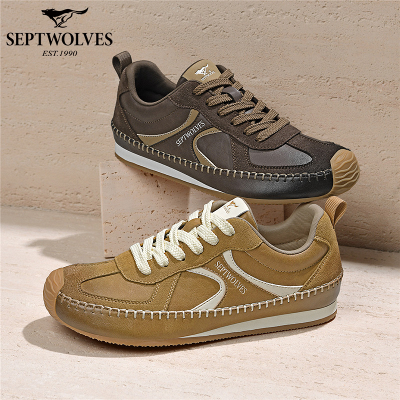 七匹狼男鞋2025秋季新款复古百搭德训鞋男士通勤平底运动休闲板鞋
