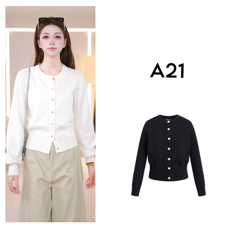 A21女装开衫毛针织衫2024秋冬新款设计感毛衫F444243006